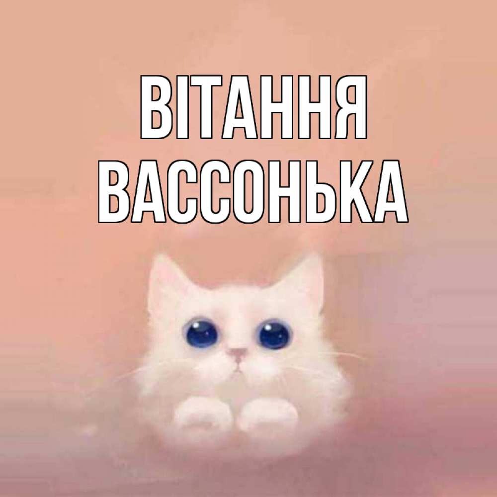 Открытка на каждый день з підписом, Вассонька Вітання котик белый в полете Прикольна листівка з побажанням онлайн скачати безкоштовно 