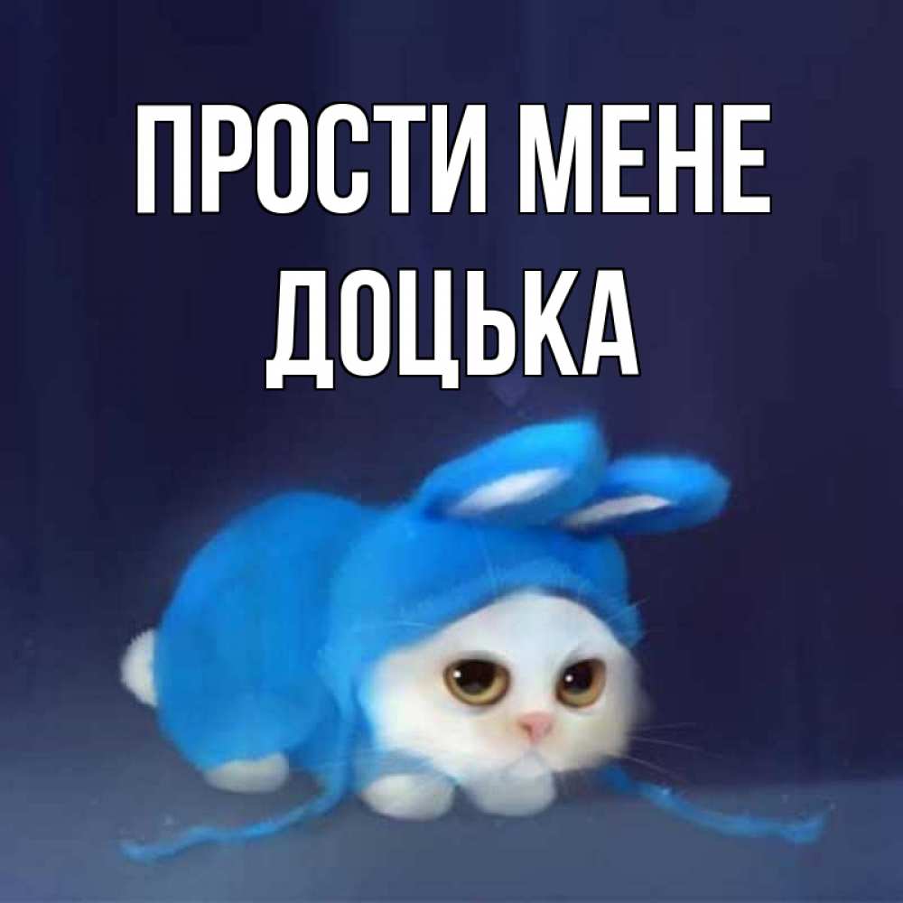 Открытка на каждый день з підписом, Доцька Прости мене невинный котозай просит прощения Прикольна листівка з побажанням онлайн скачати безкоштовно 