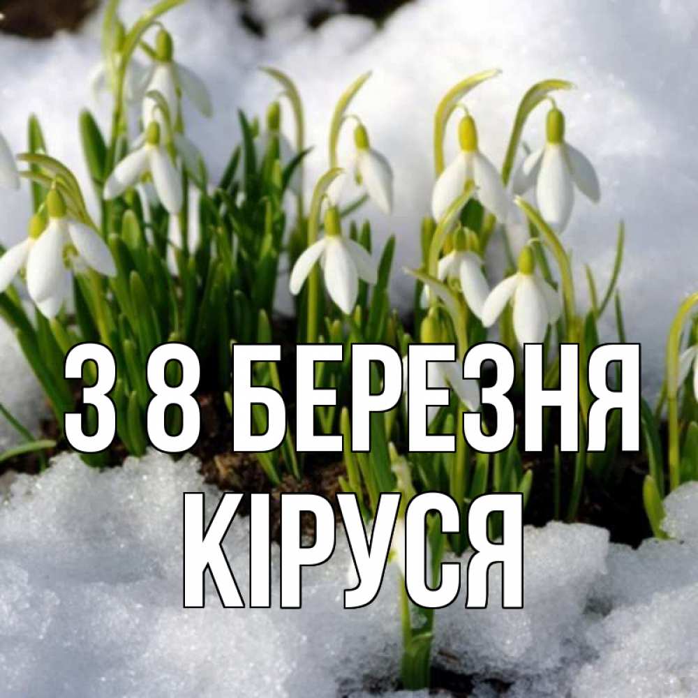 Открытка на каждый день з підписом, Кіруся З 8 БЕРЕЗНЯ цветы весенние Прикольна листівка з побажанням онлайн скачати безкоштовно 