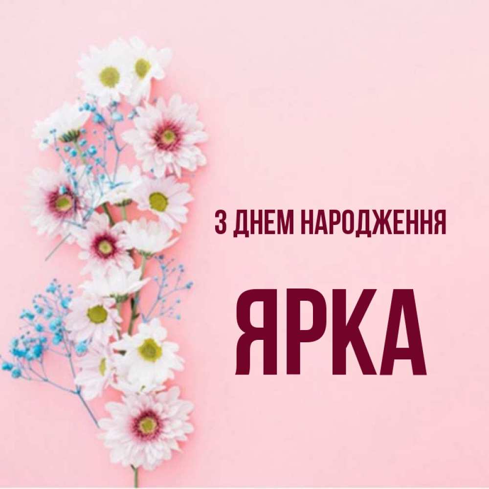 Открытка на каждый день з підписом, Ярка З Днем народження Родная моя с днем рождения тебя картинка с цветами белыми и голубыми Прикольна листівка з побажанням онлайн скачати безкоштовно 