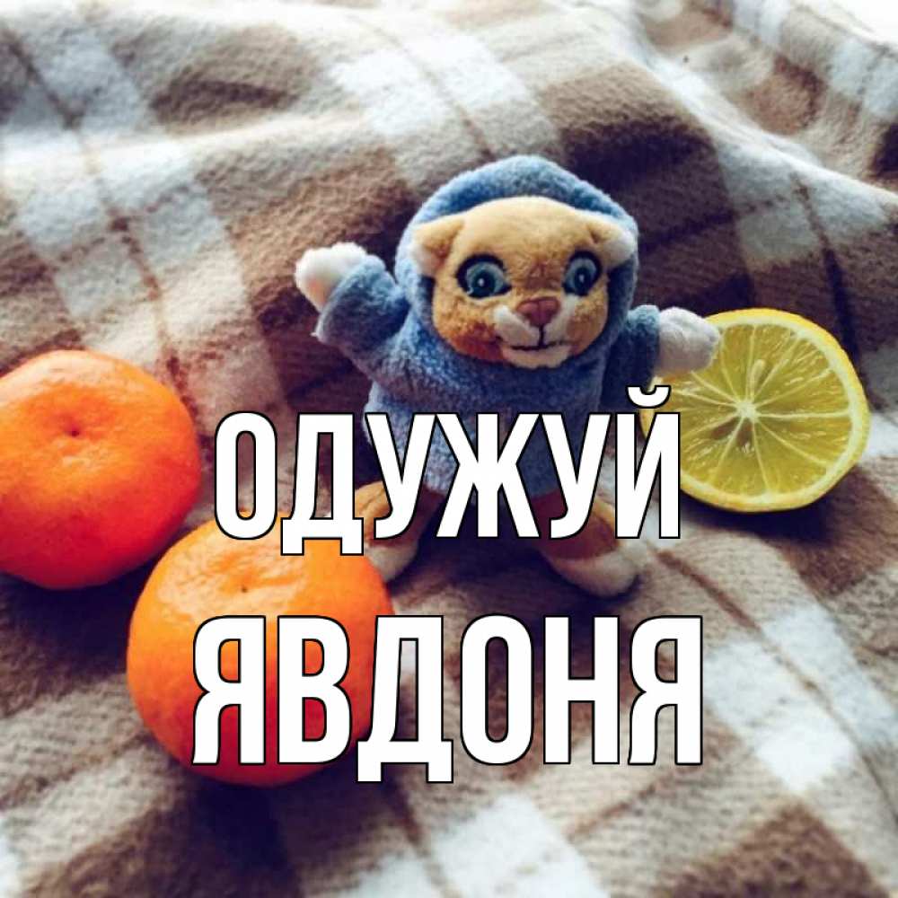 Открытка на каждый день з підписом, Явдоня Одужуй вот тебе апельсинка и лимон Прикольна листівка з побажанням онлайн скачати безкоштовно 