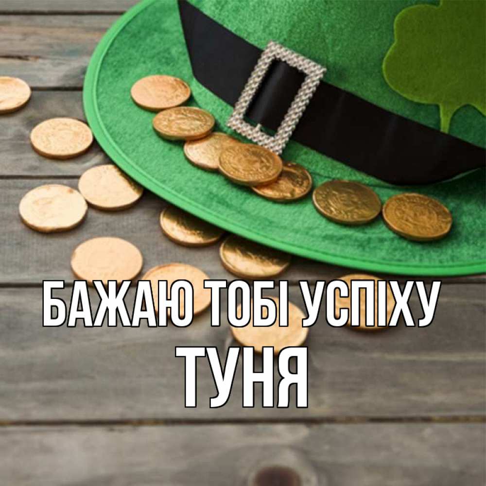 Открытка на каждый день з підписом, Туня Бажаю тобі успіху монеты Прикольна листівка з побажанням онлайн скачати безкоштовно 