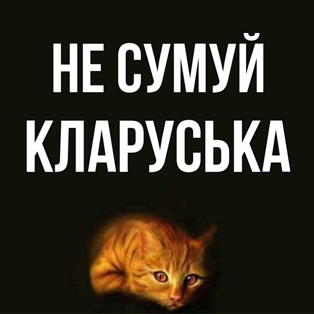 Открытка на каждый день з підписом, Кларуська Не сумуй лежащий кот в темноте Прикольна листівка з побажанням онлайн скачати безкоштовно 