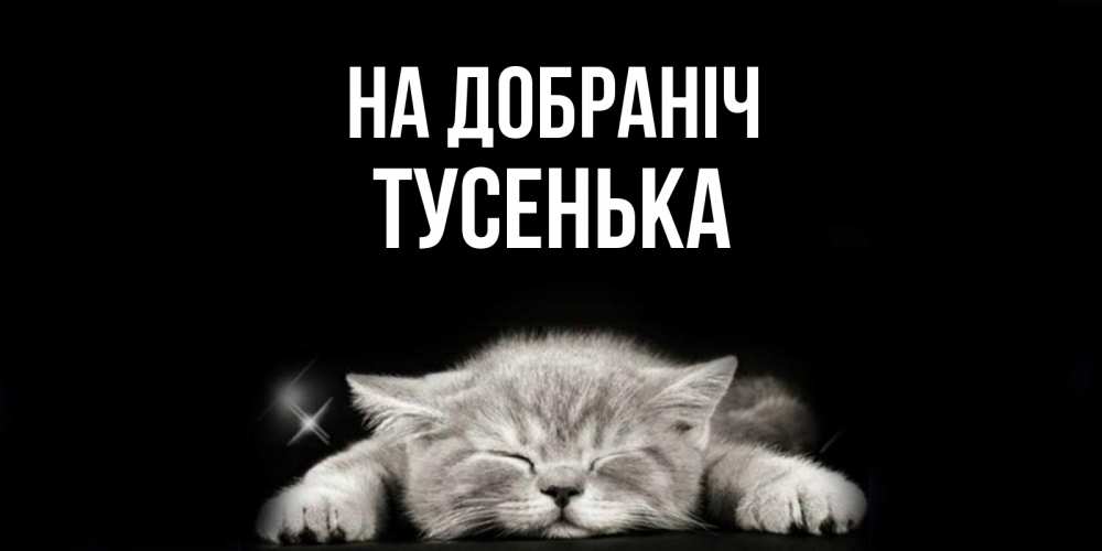 Открытка на каждый день з підписом, Тусенька На добраніч спящий котик Прикольна листівка з побажанням онлайн скачати безкоштовно 