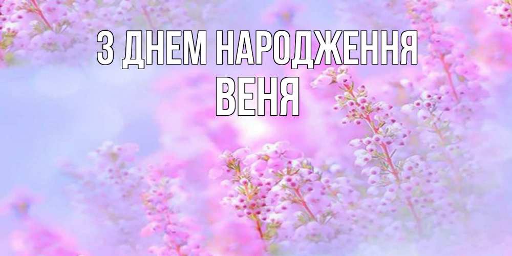 Открытка на каждый день з підписом, Веня З Днем народження красивая открытка с мелкими цветами Прикольна листівка з побажанням онлайн скачати безкоштовно 