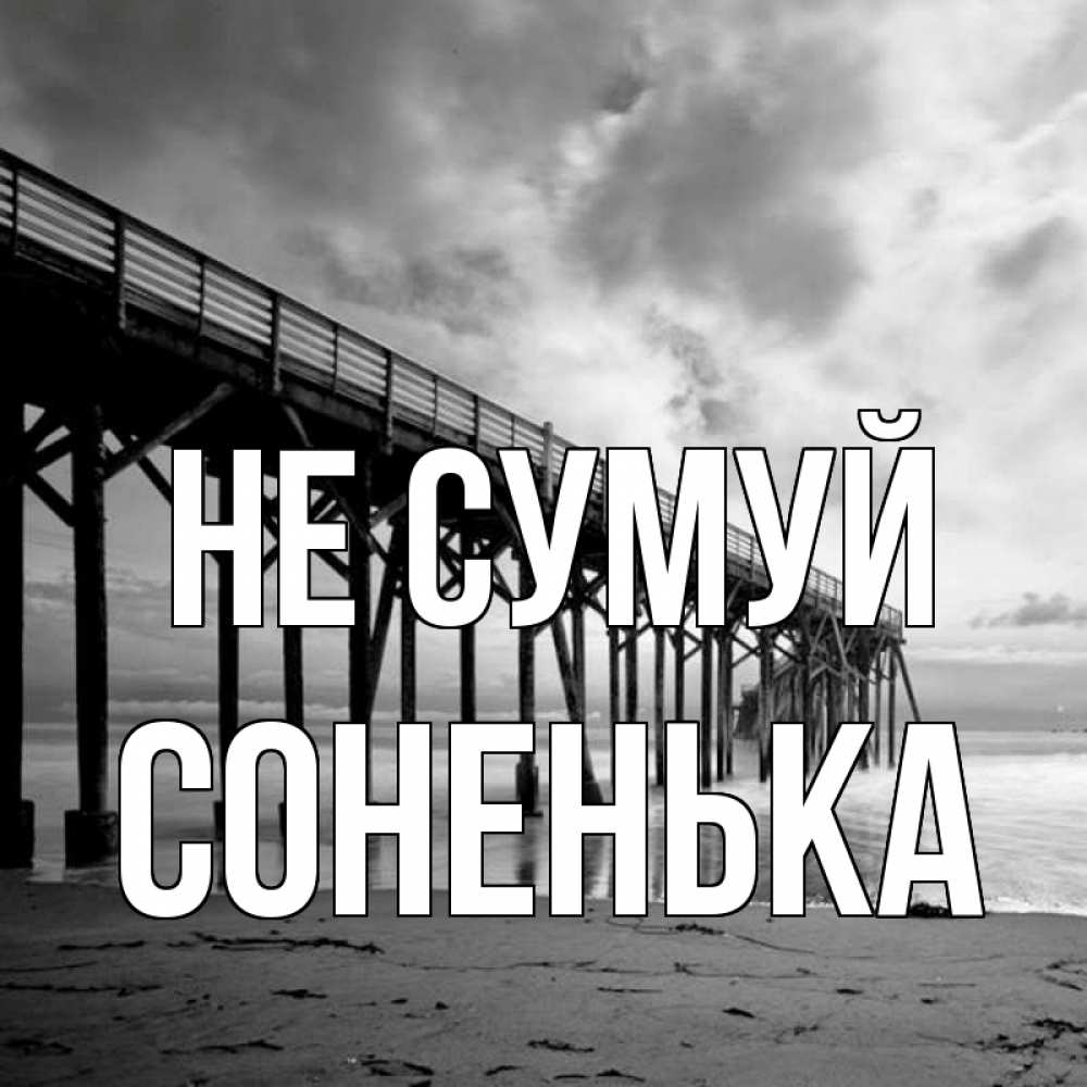 Открытка на каждый день з підписом, Соненька Не сумуй вода и пляж под мостом Прикольна листівка з побажанням онлайн скачати безкоштовно 