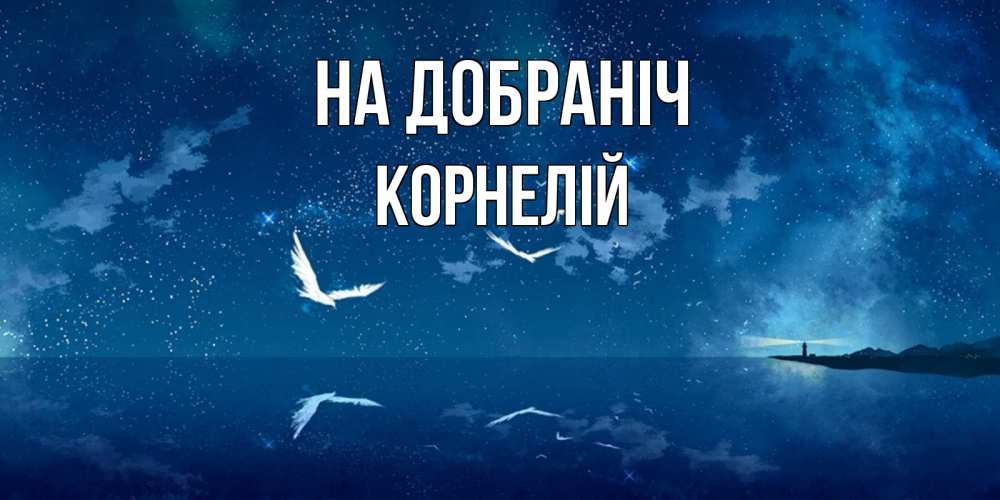 Открытка на каждый день з підписом, Корнелій На добраніч птицы летят на фоне ночного неба Прикольна листівка з побажанням онлайн скачати безкоштовно 