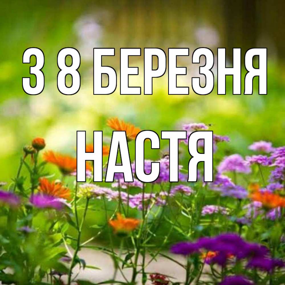 Открытка на каждый день з підписом, Настя З 8 БЕРЕЗНЯ цветы Прикольна листівка з побажанням онлайн скачати безкоштовно 