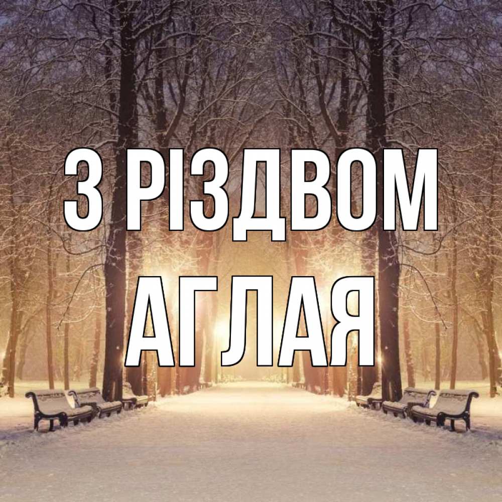 Открытка на каждый день з підписом, Аглая З Різдвом зима, парк, фонарь, лес Прикольна листівка з побажанням онлайн скачати безкоштовно 