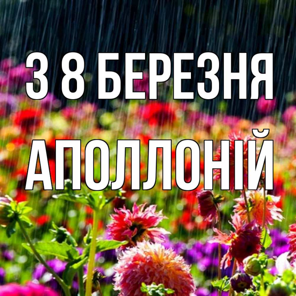 Открытка на каждый день з підписом, Аполлоній З 8 БЕРЕЗНЯ цветы под дождиком к международному женскому дню Прикольна листівка з побажанням онлайн скачати безкоштовно 