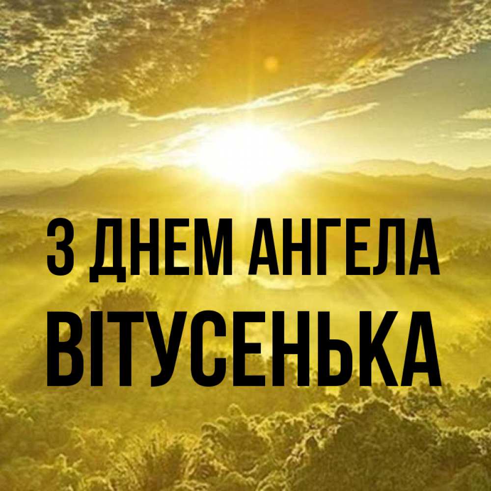 Открытка на каждый день з підписом, Вітусенька З Днем ангела леса и небо в желтом Прикольна листівка з побажанням онлайн скачати безкоштовно 