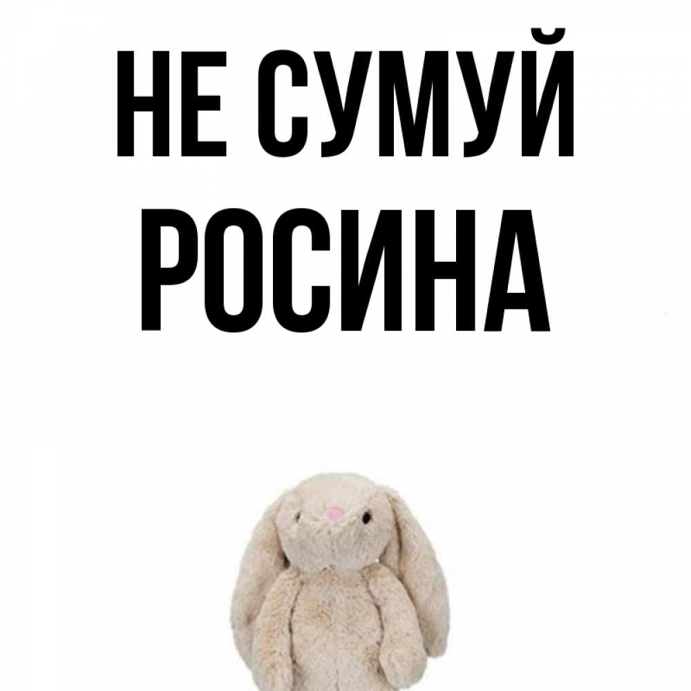 Открытка на каждый день з підписом, Росина Не сумуй детская игрушка зайчика Прикольна листівка з побажанням онлайн скачати безкоштовно 