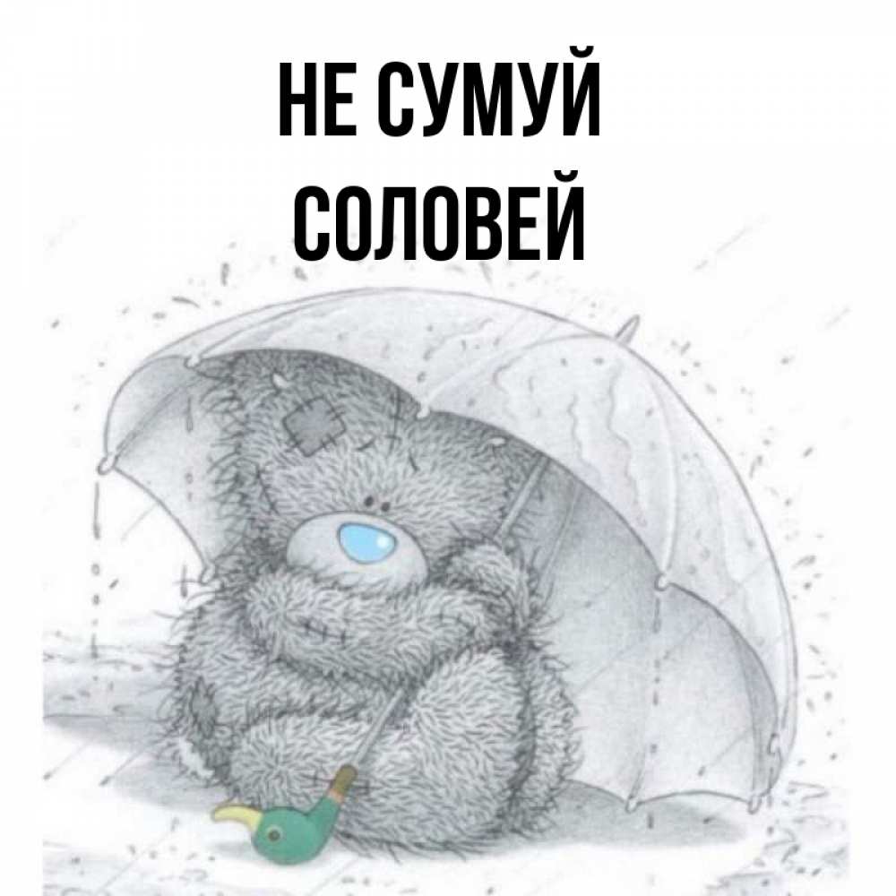 Открытка на каждый день з підписом, Соловей Не сумуй спасите мишку Тедди Прикольна листівка з побажанням онлайн скачати безкоштовно 