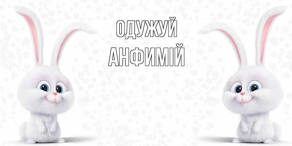 Открытка на каждый день з підписом, Анфимій Одужуй не болей с зайцем Прикольна листівка з побажанням онлайн скачати безкоштовно 