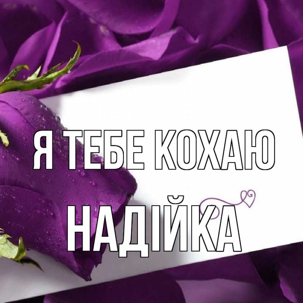 Открытка на каждый день з підписом, Надійка Я тебе кохаю роза Прикольна листівка з побажанням онлайн скачати безкоштовно 
