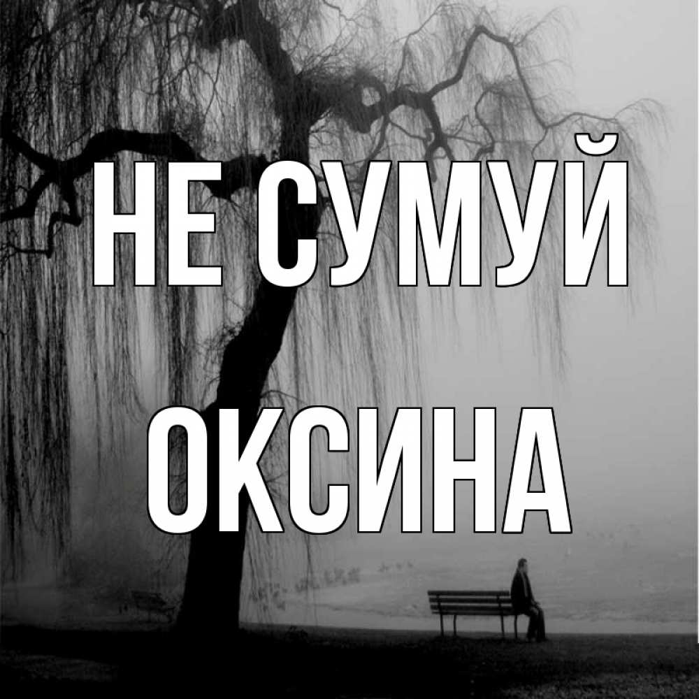 Открытка на каждый день з підписом, Оксина Не сумуй висящие ветки дерева и лавочка под деревом Прикольна листівка з побажанням онлайн скачати безкоштовно 
