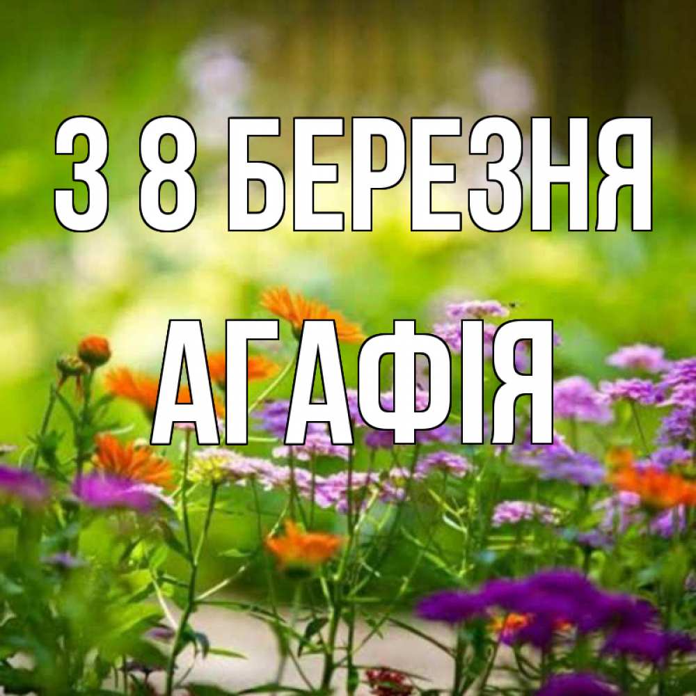 Открытка на каждый день з підписом, Агафія З 8 БЕРЕЗНЯ цветы Прикольна листівка з побажанням онлайн скачати безкоштовно 