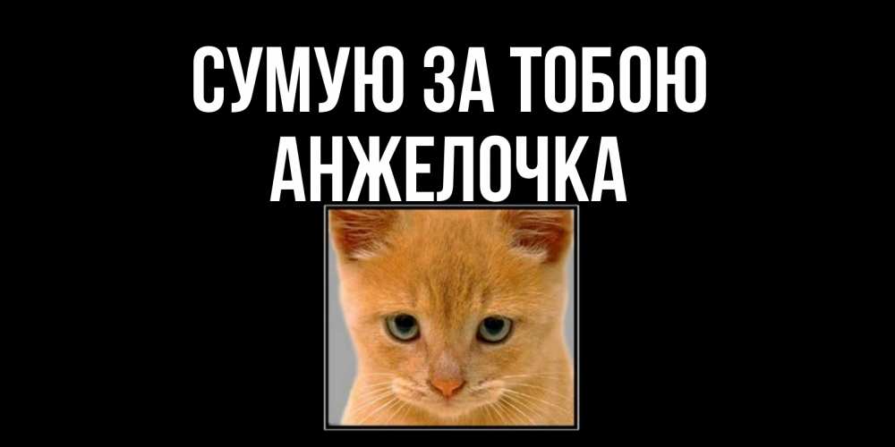 Открытка на каждый день з підписом, Анжелочка Сумую за тобою открытки рыжий котенок скучает по тебе Прикольна листівка з побажанням онлайн скачати безкоштовно 