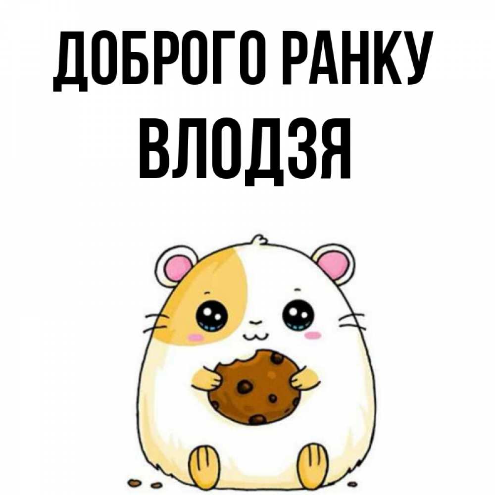 Открытка на каждый день з підписом, Влодзя Доброго ранку есть печеньку. Утречко Прикольна листівка з побажанням онлайн скачати безкоштовно 