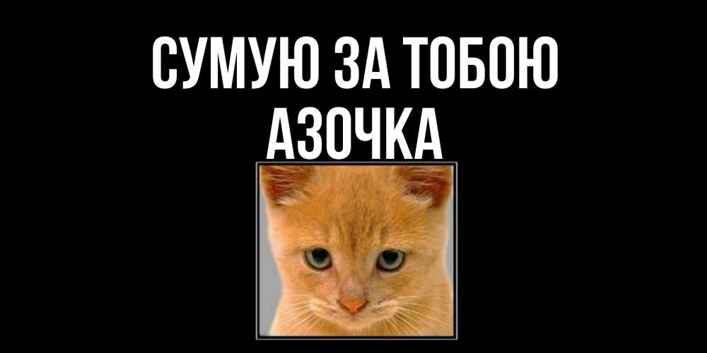 Открытка на каждый день з підписом, Азочка Сумую за тобою открытки рыжий котенок скучает по тебе Прикольна листівка з побажанням онлайн скачати безкоштовно 
