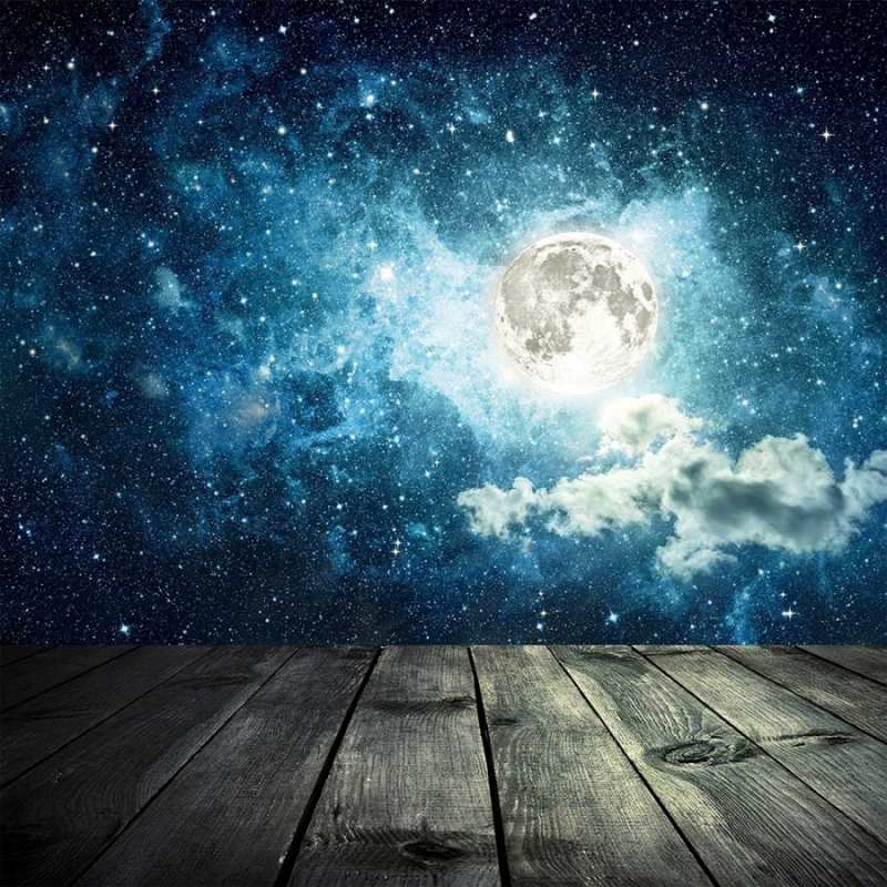 Открытка деревья  луна  На добраніч 