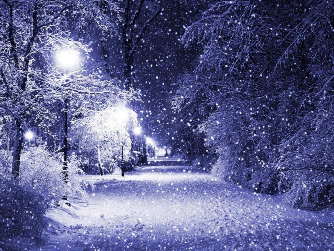 Открытка зимняя улица  зима, снег, фонарь  З Різдвом 