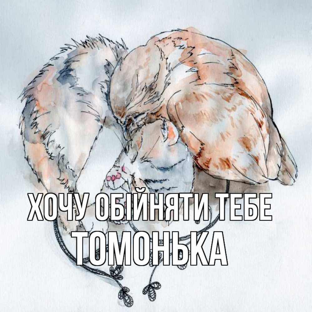 Открытка на каждый день з підписом, Томонька Хочу обійняти тебе можно быть вместе даже когда очень разные Прикольна листівка з побажанням онлайн скачати безкоштовно 