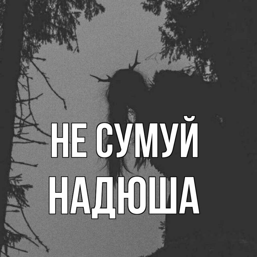 Открытка на каждый день з підписом, Надюша Не сумуй чудище лесное Прикольна листівка з побажанням онлайн скачати безкоштовно 