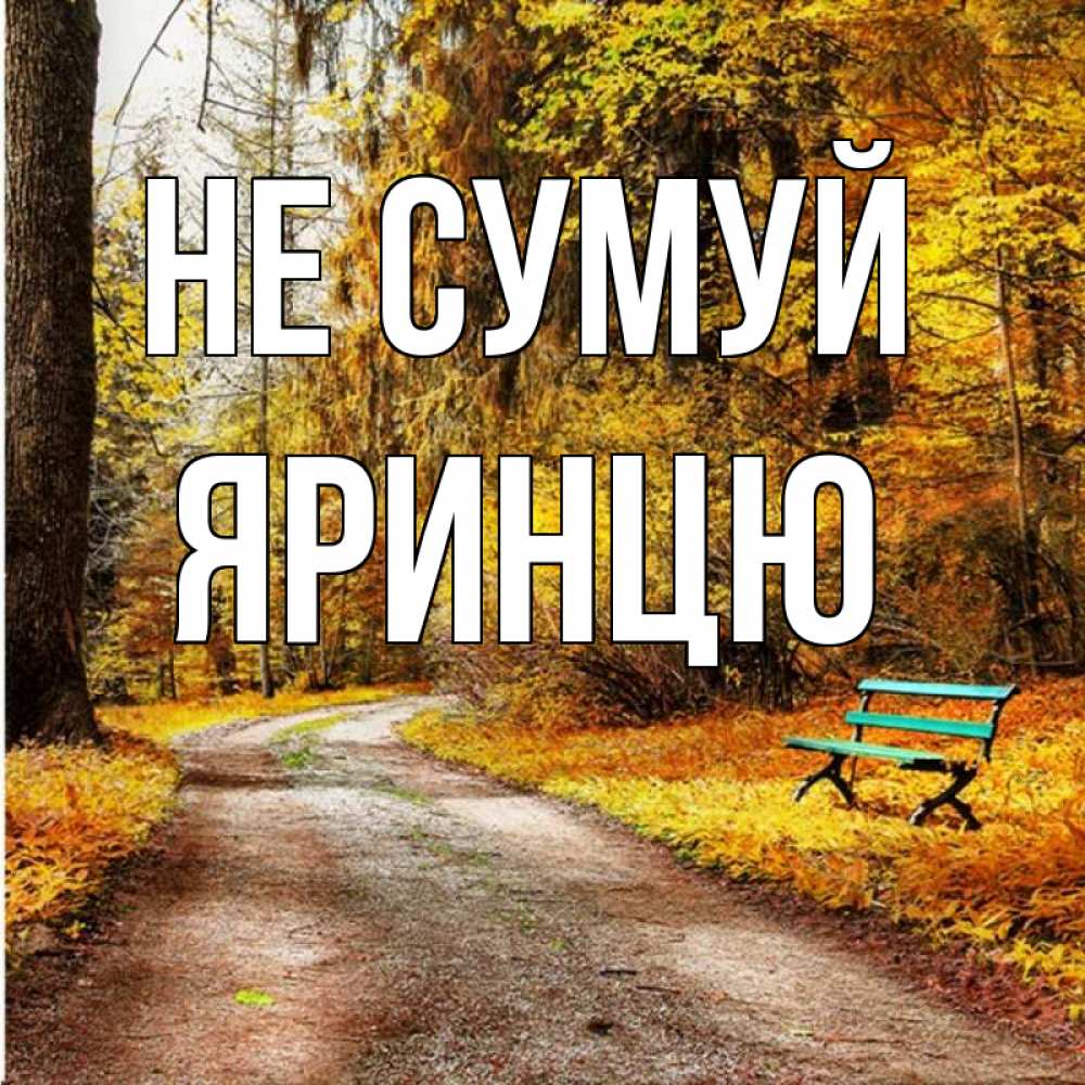 Открытка на каждый день з підписом, Яринцю Не сумуй зеленая лавочка Прикольна листівка з побажанням онлайн скачати безкоштовно 