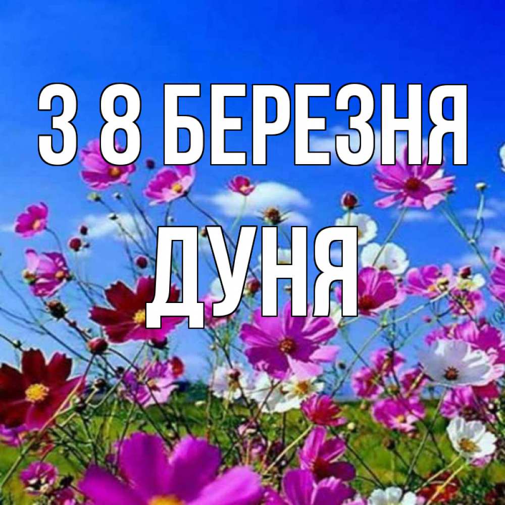 Открытка на каждый день з підписом, Дуня З 8 БЕРЕЗНЯ цветы Прикольна листівка з побажанням онлайн скачати безкоштовно 