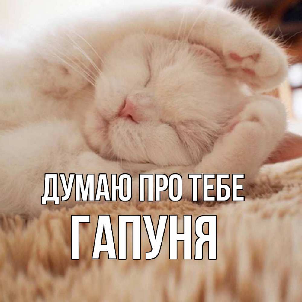 Открытка на каждый день з підписом, Гапуня Думаю про тебе для любимой девушки милота Прикольна листівка з побажанням онлайн скачати безкоштовно 
