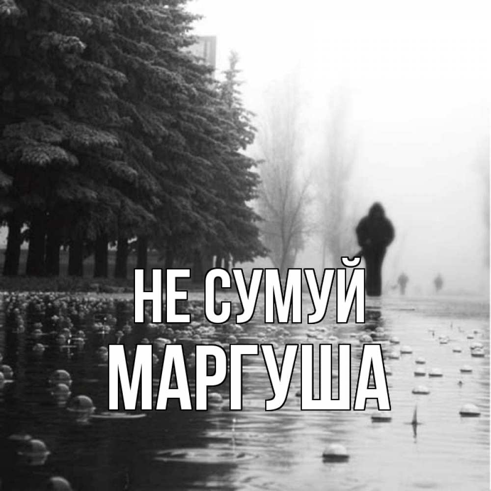 Открытка на каждый день з підписом, Маргуша Не сумуй улица под дождем Прикольна листівка з побажанням онлайн скачати безкоштовно 