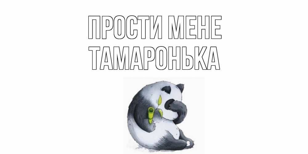 Открытка на каждый день з підписом, Тамаронька Прости мене прости меня с пандой и держи бамбук Прикольна листівка з побажанням онлайн скачати безкоштовно 