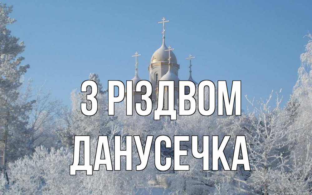 Открытка на каждый день з підписом, Данусечка З Різдвом храм, зима, лес, церковь Прикольна листівка з побажанням онлайн скачати безкоштовно 
