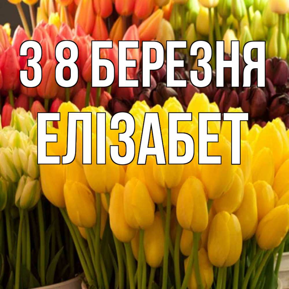 Открытка на каждый день з підписом, Елізабет З 8 БЕРЕЗНЯ цветы Прикольна листівка з побажанням онлайн скачати безкоштовно 