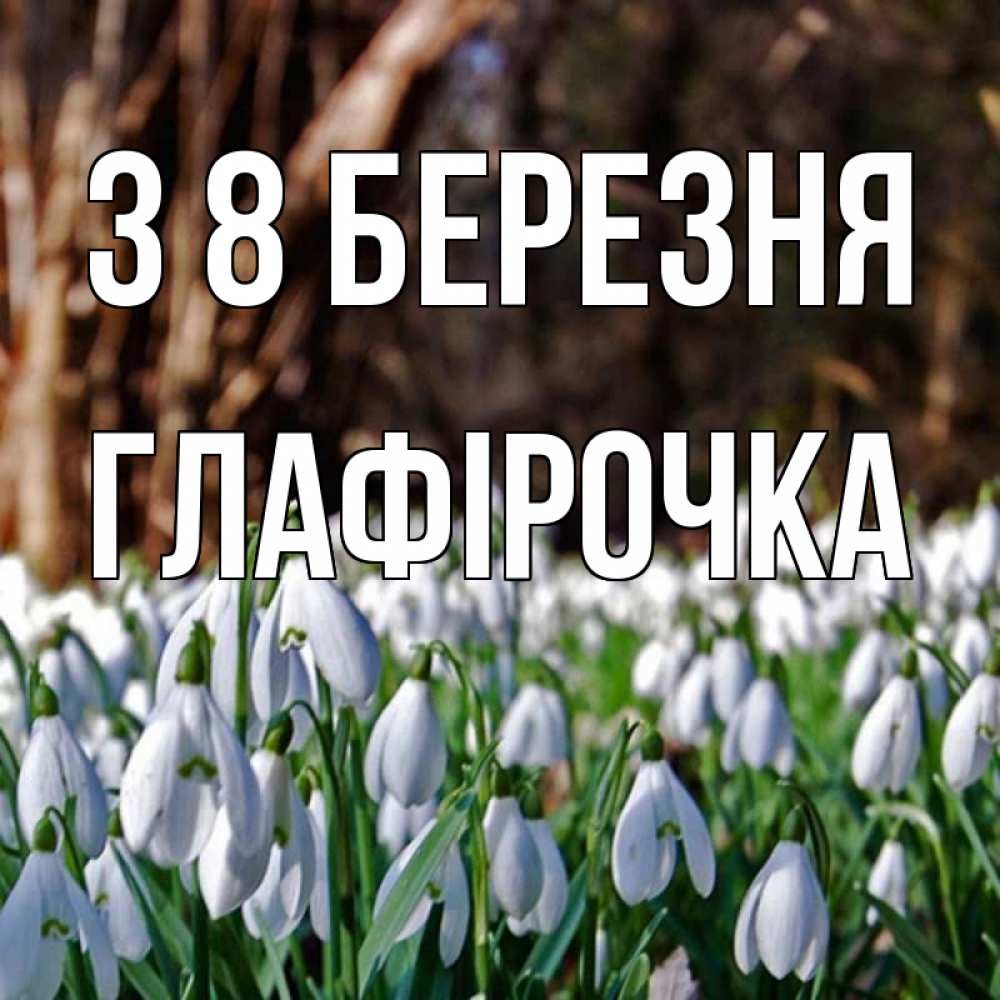 Открытка на каждый день з підписом, Глафірочка З 8 БЕРЕЗНЯ с подснежниками 1 Прикольна листівка з побажанням онлайн скачати безкоштовно 