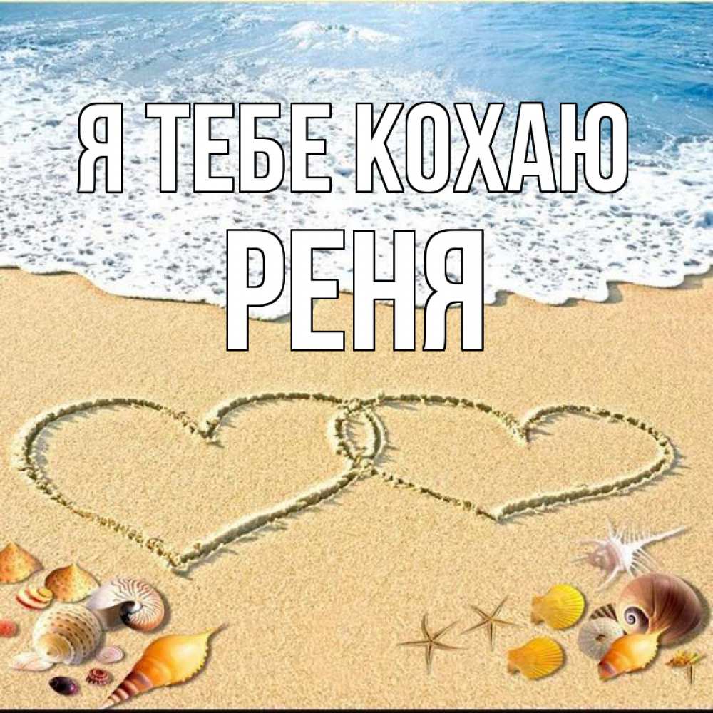 Открытка на каждый день з підписом, Реня Я тебе кохаю ракушки Прикольна листівка з побажанням онлайн скачати безкоштовно 