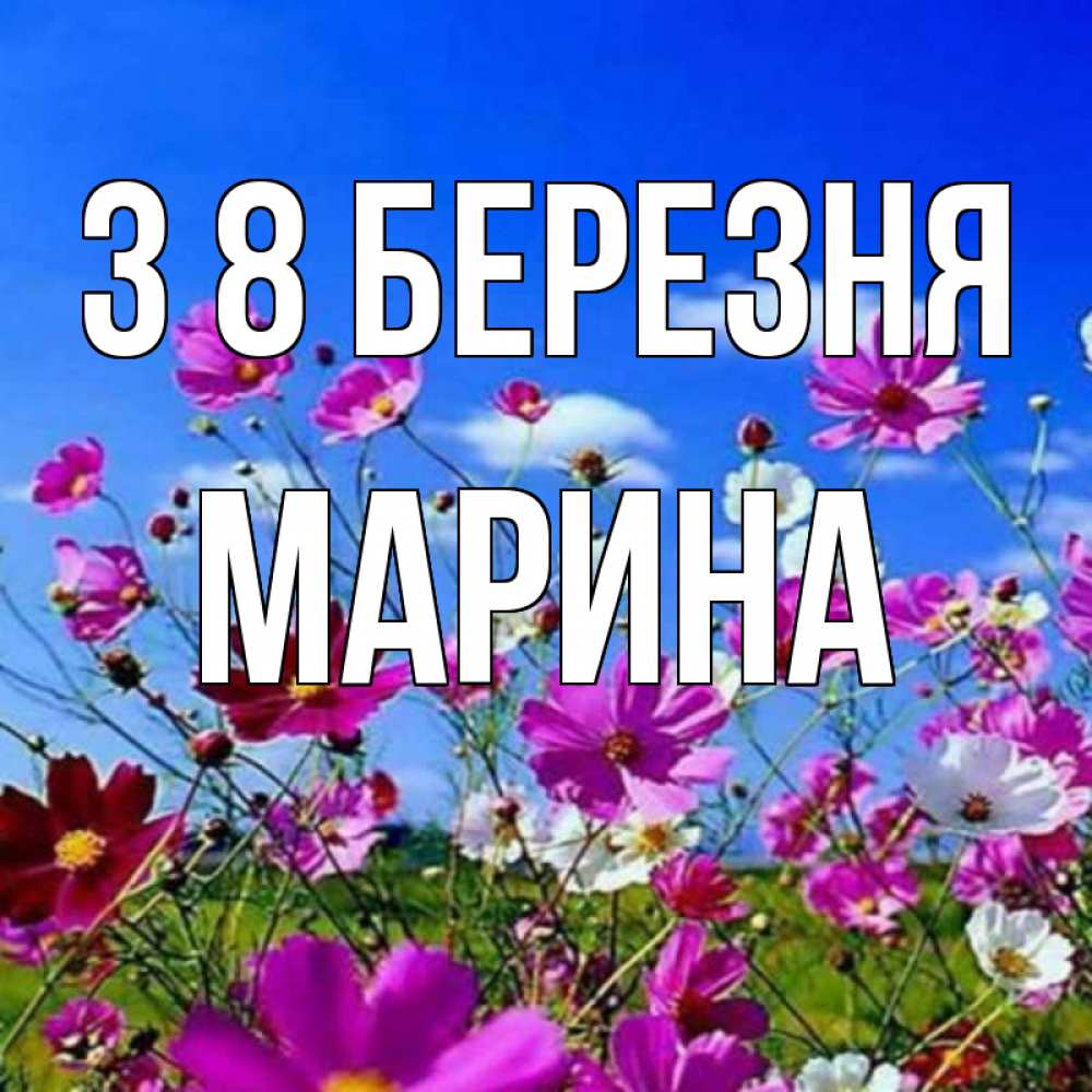 Открытка на каждый день з підписом, Марина З 8 БЕРЕЗНЯ цветы Прикольна листівка з побажанням онлайн скачати безкоштовно 