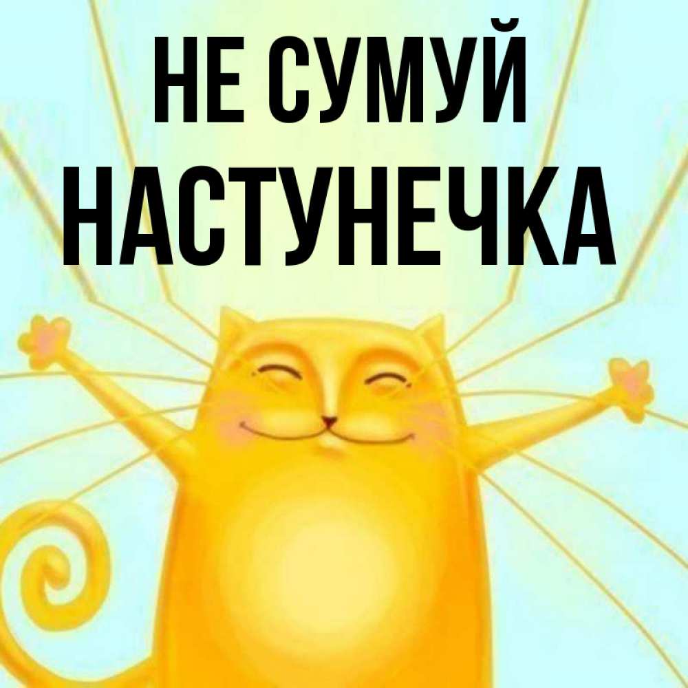 Открытка на каждый день з підписом, Настунечка Не сумуй обнимашки усатые Прикольна листівка з побажанням онлайн скачати безкоштовно 