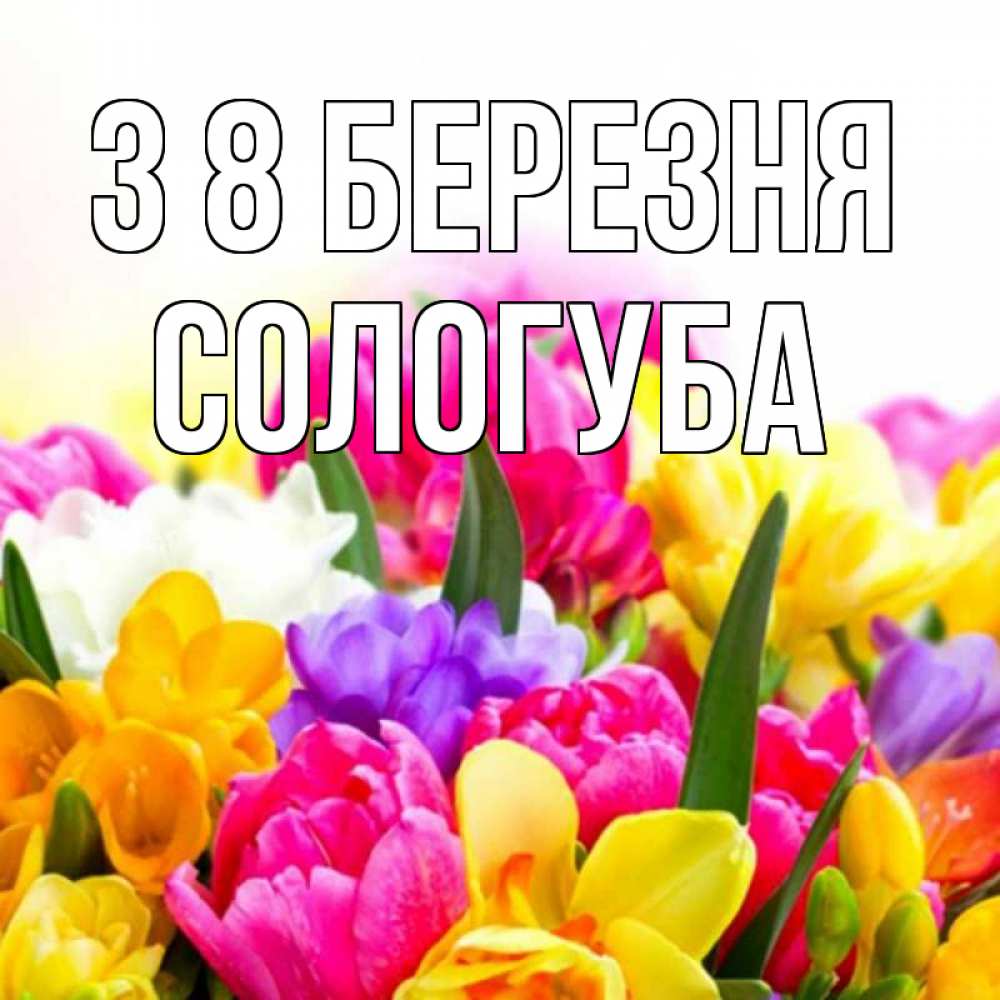 Открытка на каждый день з підписом, Сологуба З 8 БЕРЕЗНЯ тюльпаны Прикольна листівка з побажанням онлайн скачати безкоштовно 