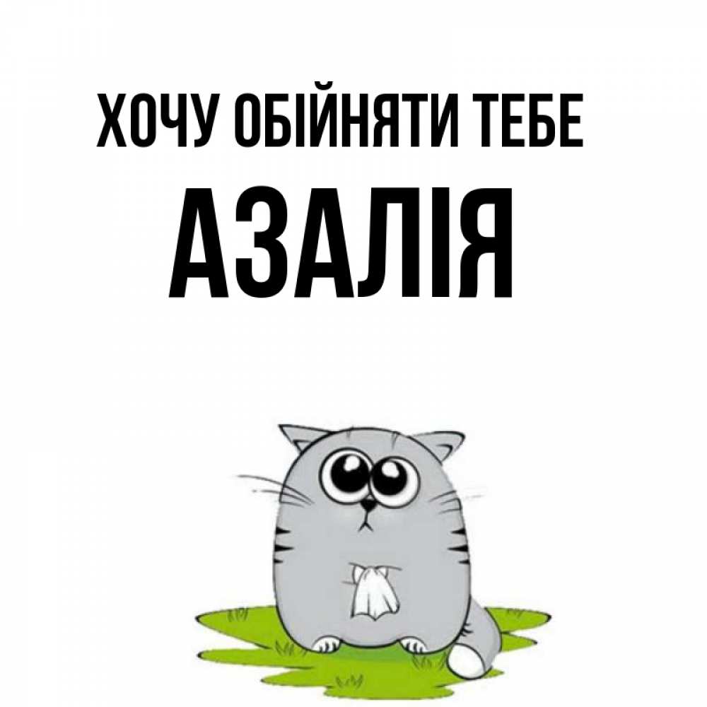 Открытка на каждый день з підписом, Азалія Хочу обійняти тебе котик теребит платочек сидя на травке Прикольна листівка з побажанням онлайн скачати безкоштовно 