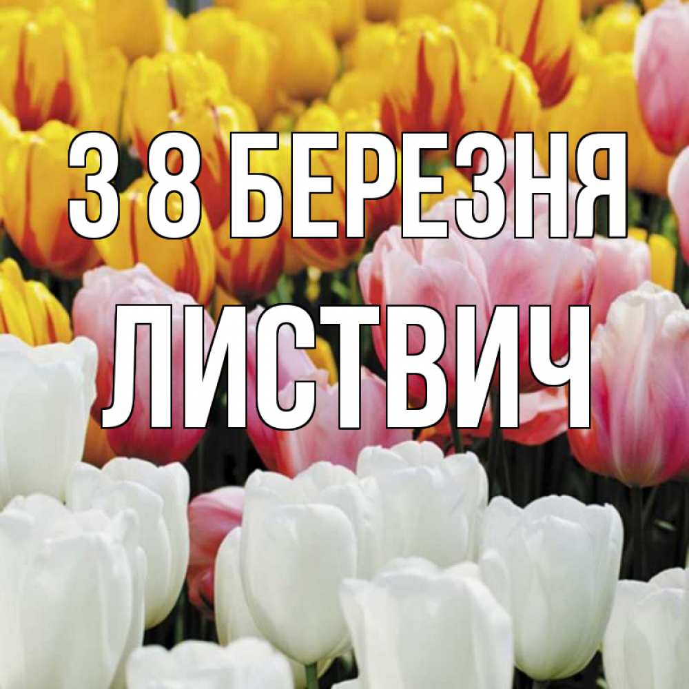 Открытка на каждый день з підписом, Листвич З 8 БЕРЕЗНЯ разноцветные цветы Прикольна листівка з побажанням онлайн скачати безкоштовно 