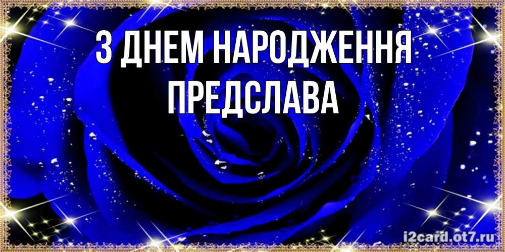 Открытка на каждый день з підписом, Предслава З Днем народження голубые цветы в росе Прикольна листівка з побажанням онлайн скачати безкоштовно 