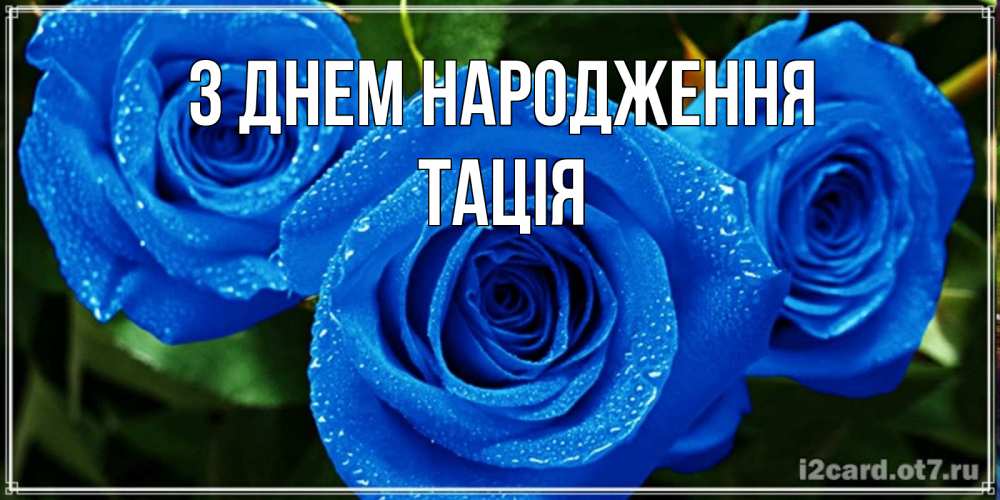 Открытка на каждый день з підписом, Тація З Днем народження розы с синим цветом Прикольна листівка з побажанням онлайн скачати безкоштовно 