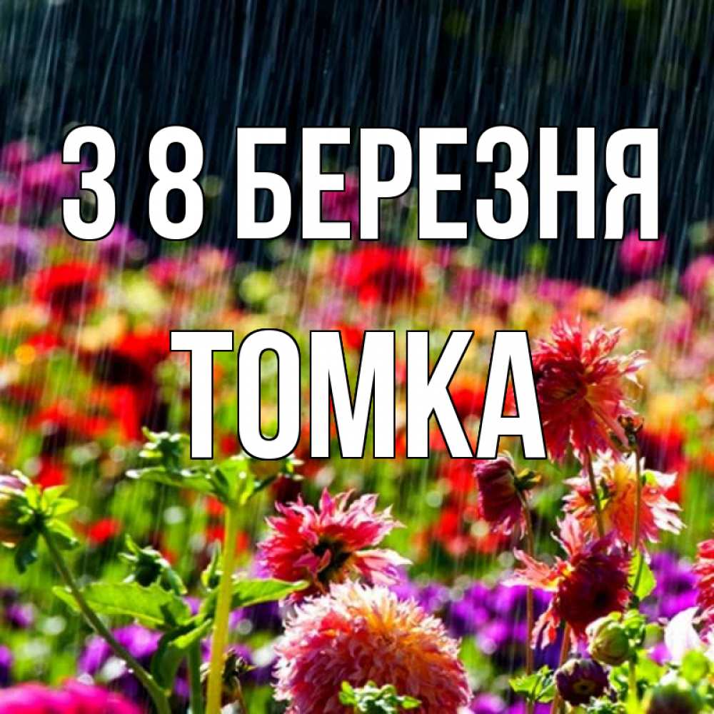 Открытка на каждый день з підписом, Томка З 8 БЕРЕЗНЯ цветы под дождиком к международному женскому дню Прикольна листівка з побажанням онлайн скачати безкоштовно 