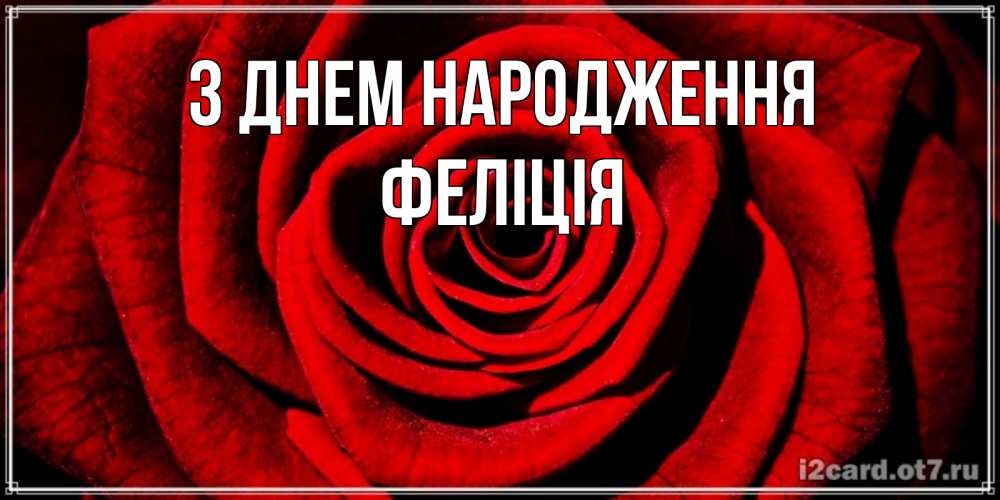 Открытка на каждый день з підписом, Феліція З Днем народження алая роза Прикольна листівка з побажанням онлайн скачати безкоштовно 