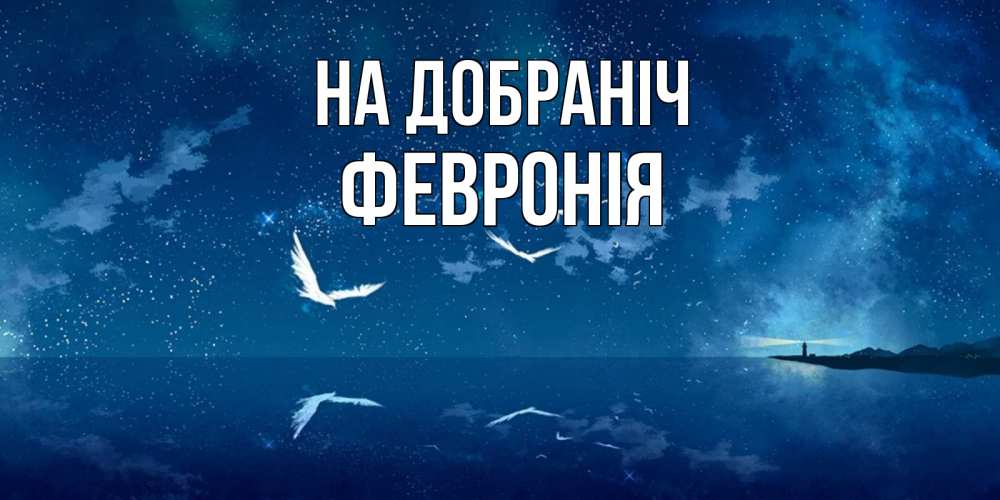 Открытка на каждый день з підписом, Февронія На добраніч птицы летят на фоне ночного неба Прикольна листівка з побажанням онлайн скачати безкоштовно 
