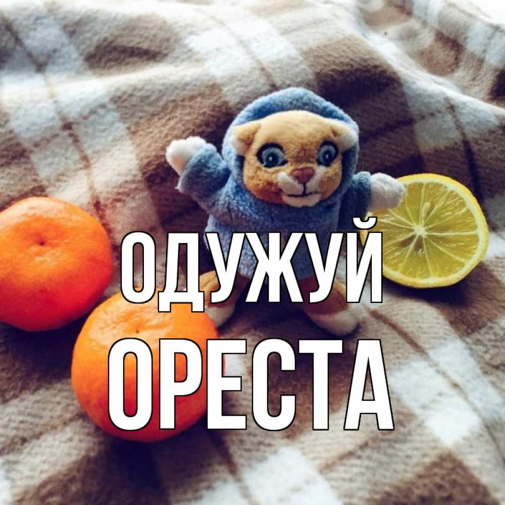 Открытка на каждый день з підписом, Ореста Одужуй вот тебе апельсинка и лимон Прикольна листівка з побажанням онлайн скачати безкоштовно 