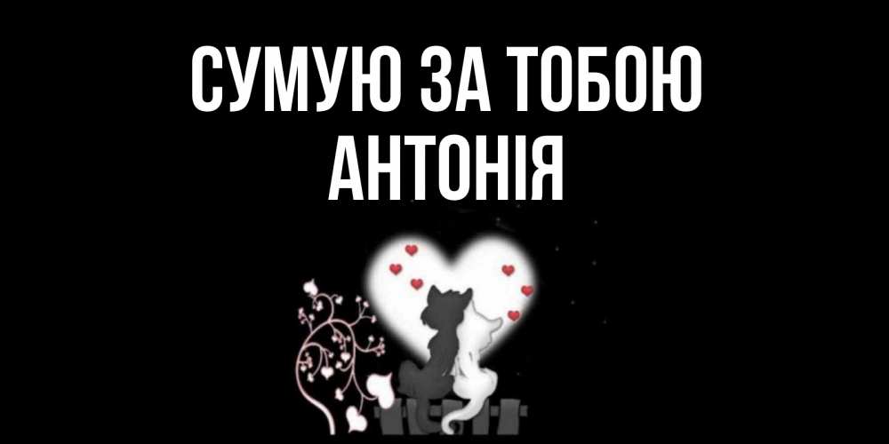 Открытка на каждый день з підписом, Антонія Сумую за тобою коты Прикольна листівка з побажанням онлайн скачати безкоштовно 