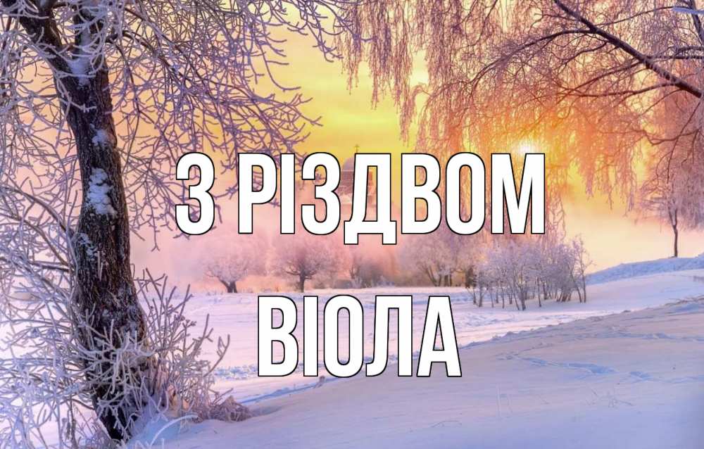 Открытка на каждый день з підписом, Віола З Різдвом рождество, лес, зима 1 Прикольна листівка з побажанням онлайн скачати безкоштовно 